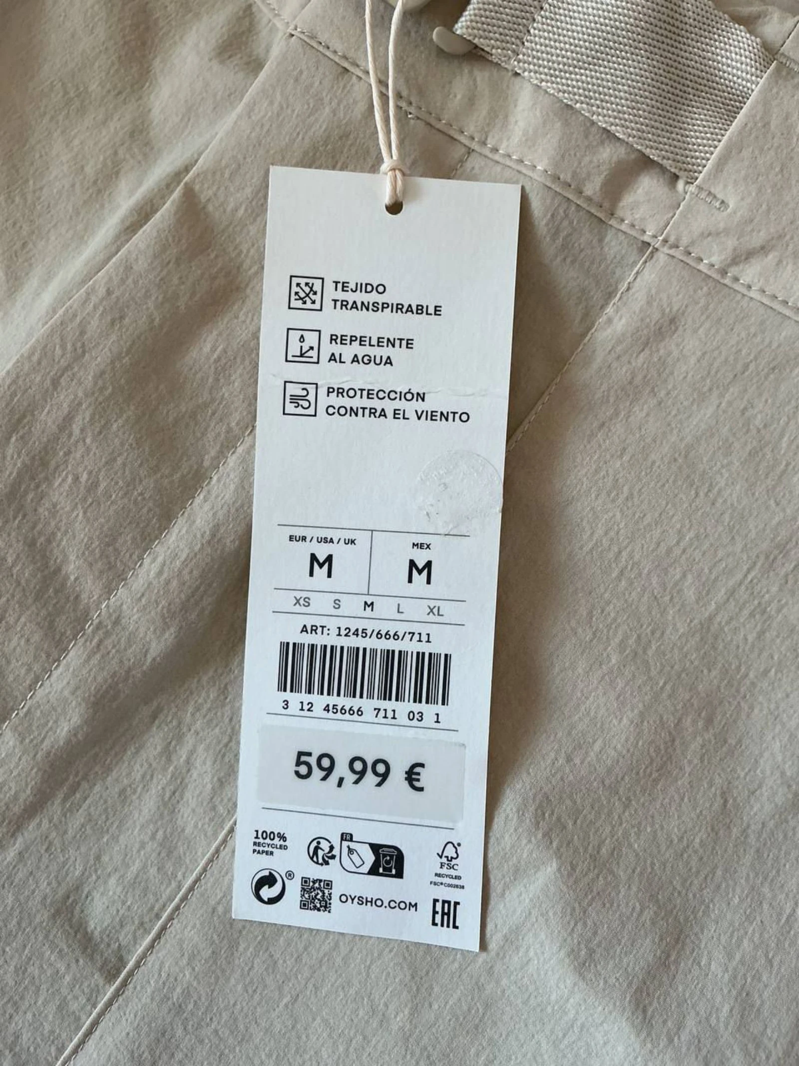 Calça de caminhada feminina conversível em short Oysho bege Tamanho M – photo 4
